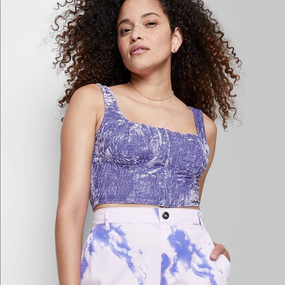 NEW WITH TAGS Crushed Velvet Corset Tank Top by Wild Fable
